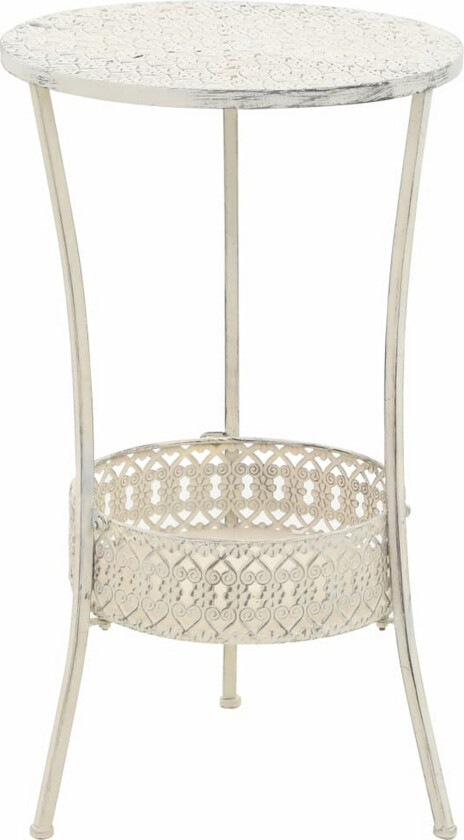 Bistrobord gammeldags stil rund metall 40x70 cm hvit