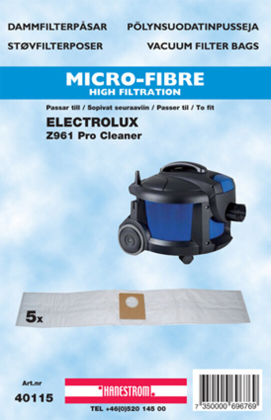 Støvsugerposer, syntetfiber, 5st.