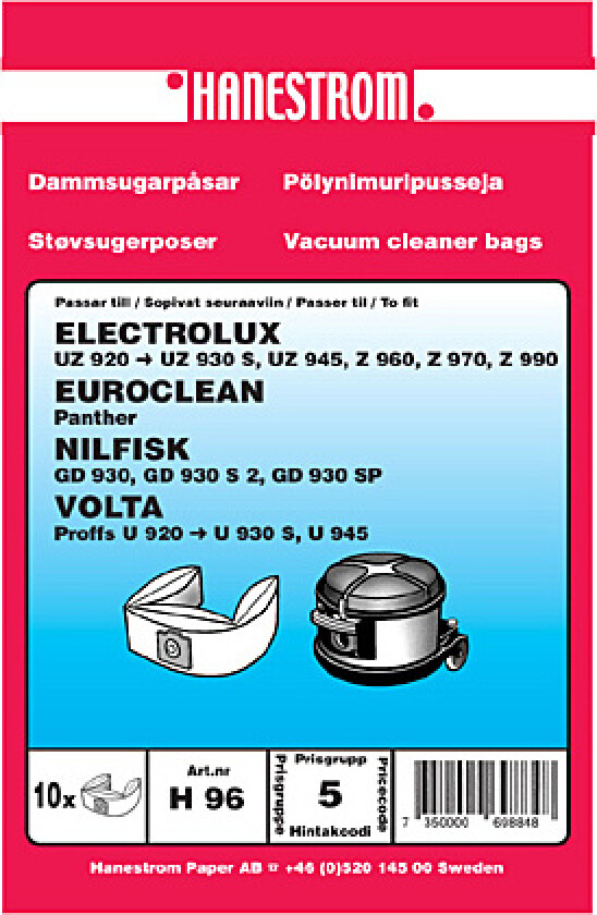 Støvsugerposer, papir, 10st.