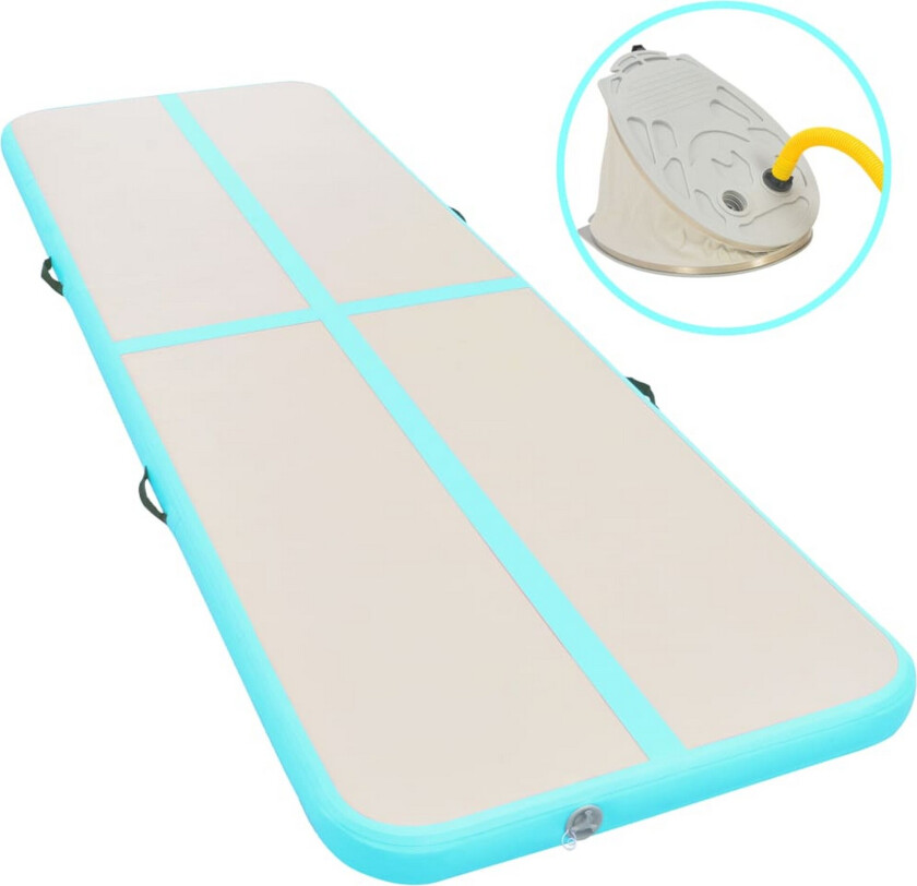 Bilde av Oppblåsbar gymnastikkmatte med pumpe 700x100x10 cm PVC grønn