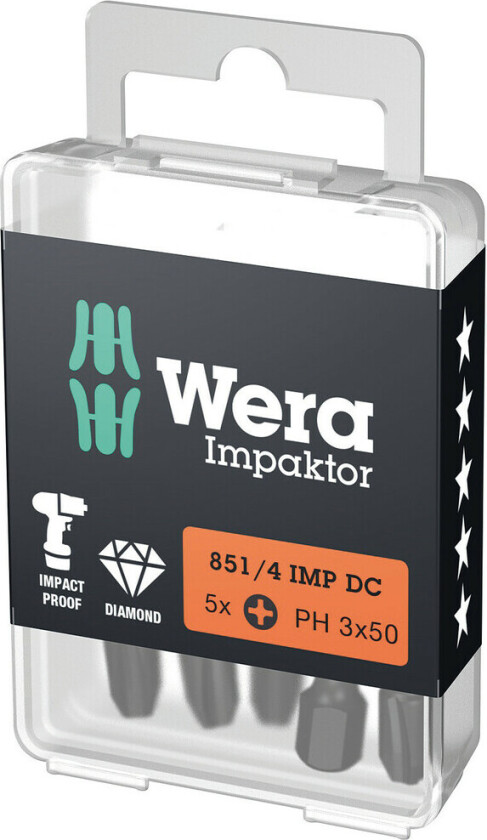 851/4 IMP DC PH DIY, 5 stykker, Philips, PH 3, 50 mm, 50 mm, 17 mm