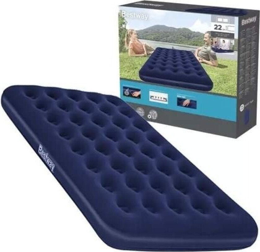 Oppblåsbar flokket luftseng 191 x 137 x 22 cm 67002