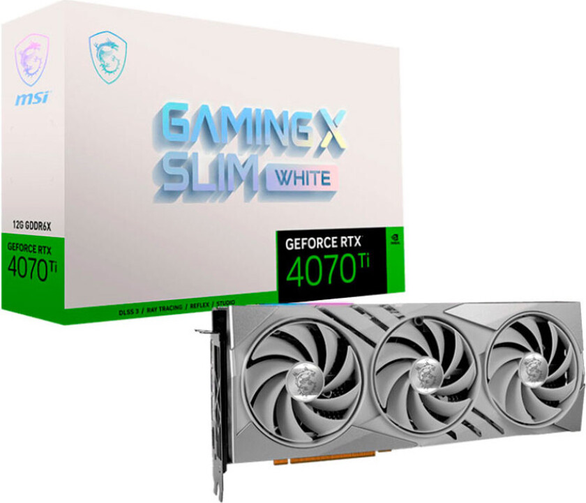 GeForce RTX 4070 Ti GAMING X SLIM WHITE 12G - Grafikkort - GeForce RTX 4070 Ti - 12 GB GDDR6X - PCIe 4.0 - HDMI, 3 x DisplayPort - hvit - boks