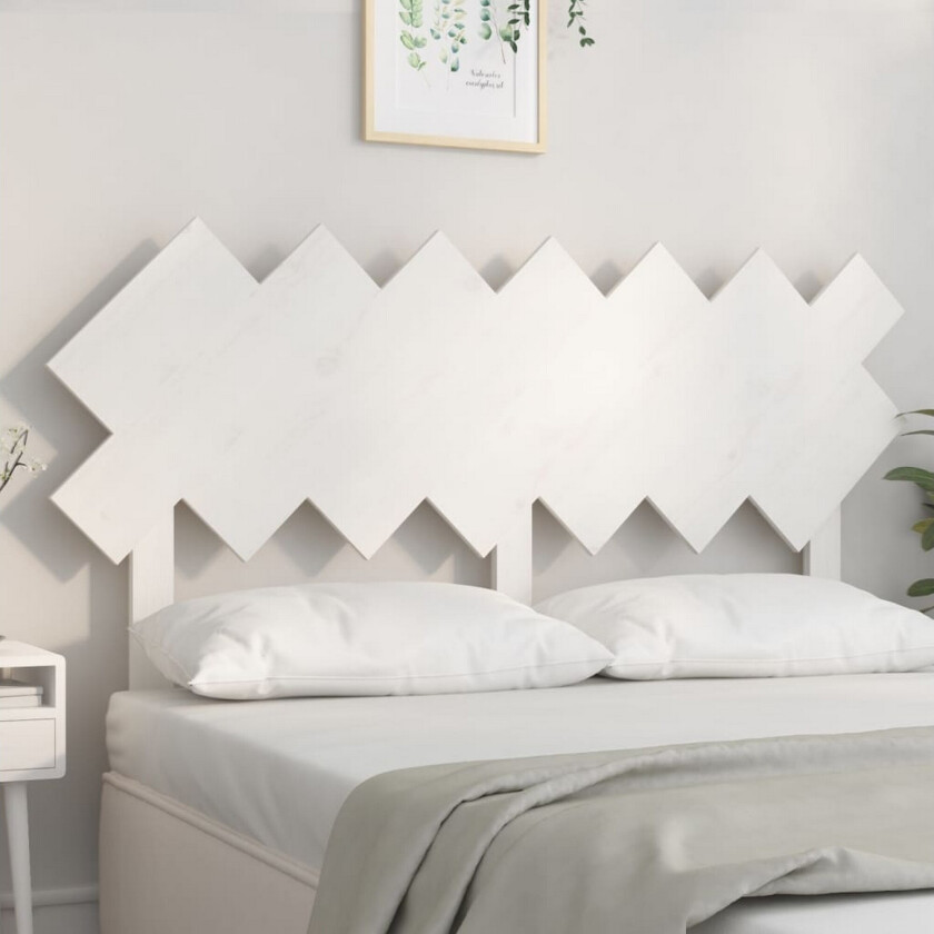 Sengegavl hvit 141x3x80,5 cm heltre furu