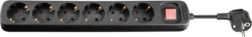 Power Socket x6 - Bk - Switch - 1.5m