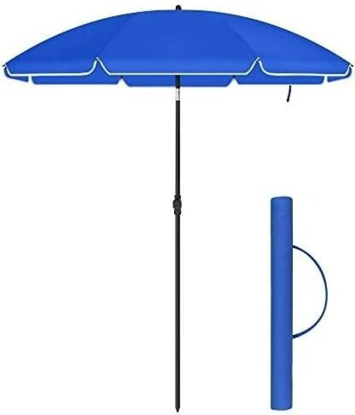 1,6 m parasoll, parasoll, UPF 50+, solbeskyttelse, bærbar åttekantet polyester kalesje, glassfiberribber, vippemekanisme, bæreve