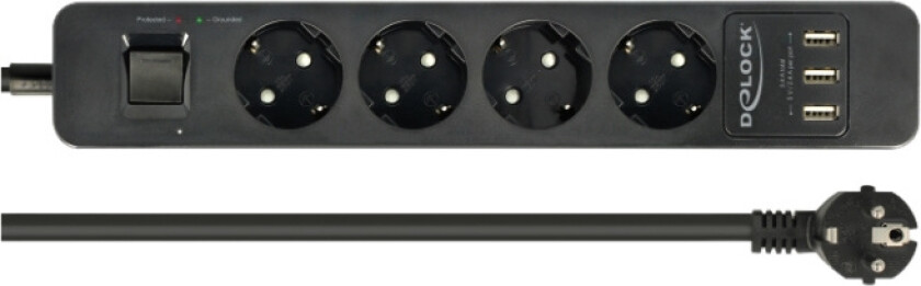 Bilde av DE-LOCK Power strip with 4x CEE 7/3, 3x USB Type-A ports, child protec