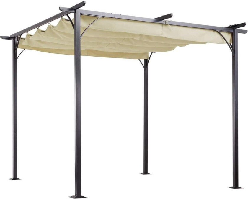 Pergola Vanntett Lysthus 3 X 3 M Terrassetak Med Skyvetak, Uv-Beskyttelse For Hage Aluminium Beige