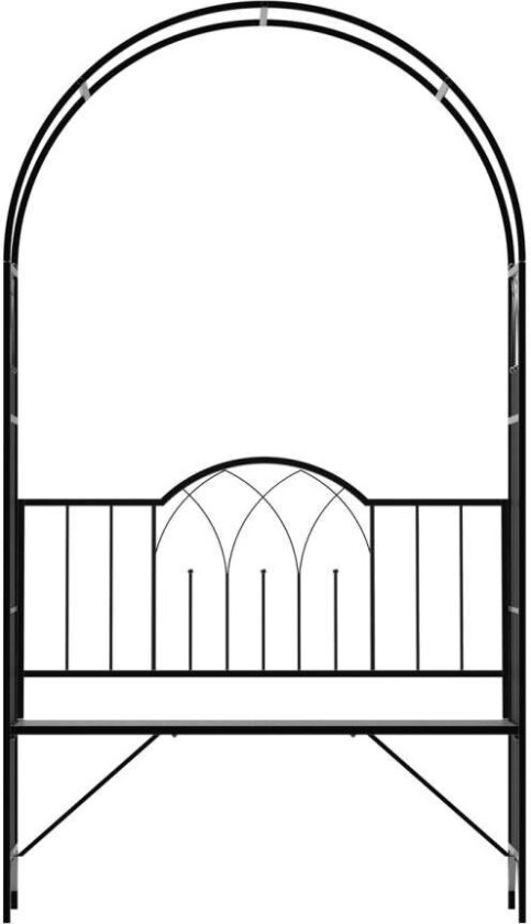 Rosebue Med Benk, Rosebenk, Arborbenk, Filosofbenk, Espalier, Hagebenk, Metall, Svart, 121 X 50 X 203 Cm