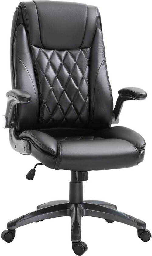 Kontorstol, Svingstol, Datamaskinstol, Ergonomisk, Vippefunksjon, Høydejusterbar, Nakkestøtte, Polstrede Armlener, Svart