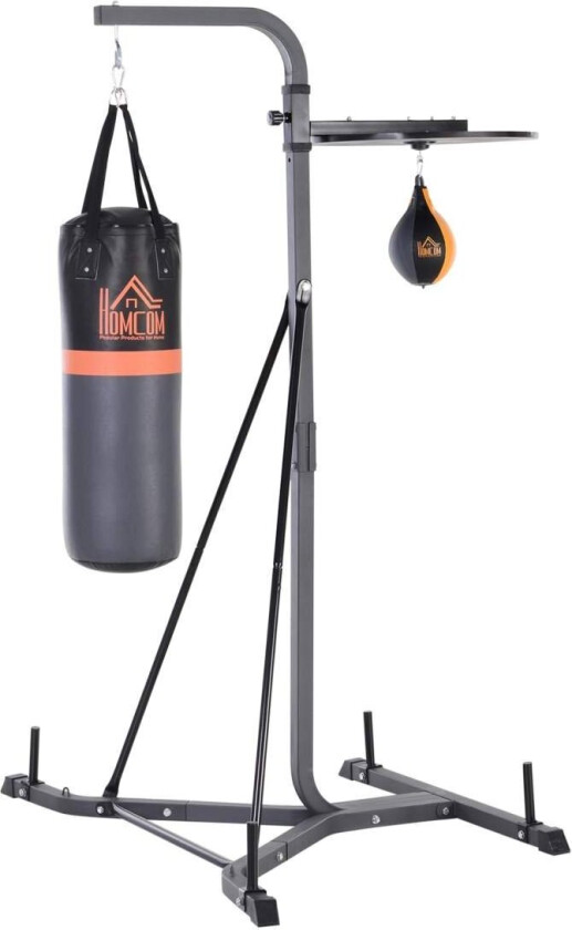 Boksesekkstativ 2-I-1 Med 20 Kg Boksesekk Og Boksesekk, Frittstående Boksestasjon, Høydejusterbar, Opptil 100 Kg, Stål