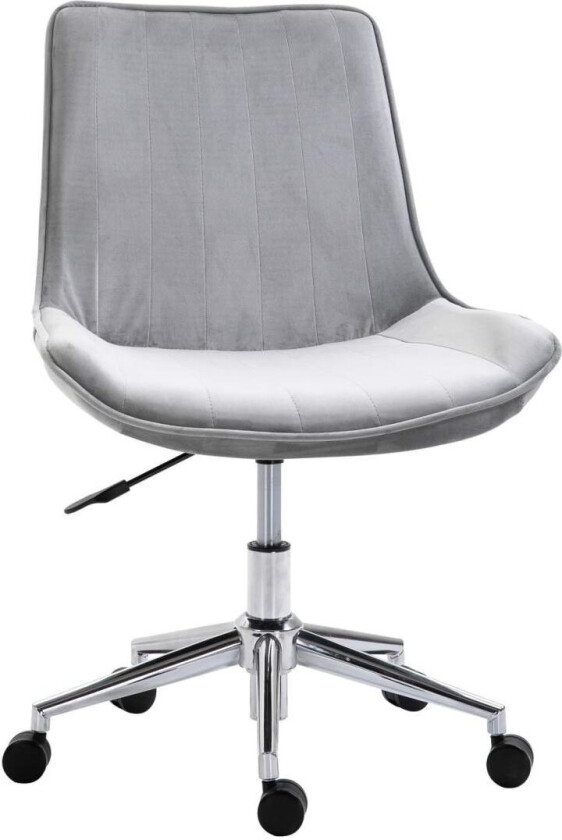 Kontorstol Skrivebordsstol, Svingstol, Høydejusterbar, 360° Roterbar, Fløyelsstoff, Grå, 52,5X60X82-91Cm