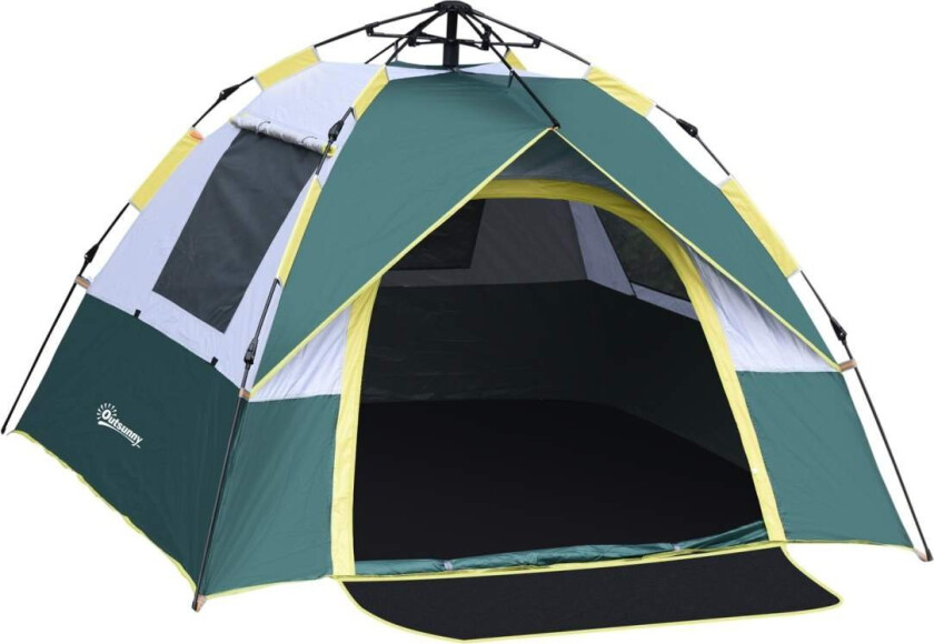 Dome Telt 3 Person Polyester Grønn 205X195X135Cm Knytter