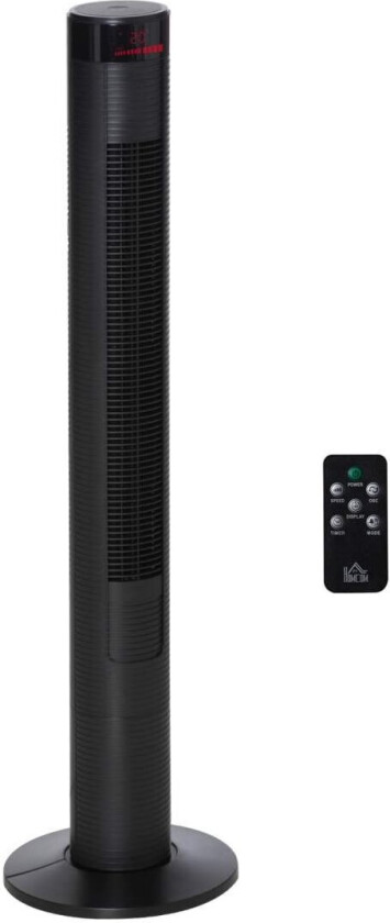 Tårnvifte Med Fjernkontrollsøylevifte Med Timer, 45 W, Pidestallvifte, Fire Moduser, 70° Oscillasjon, Abs, Svart