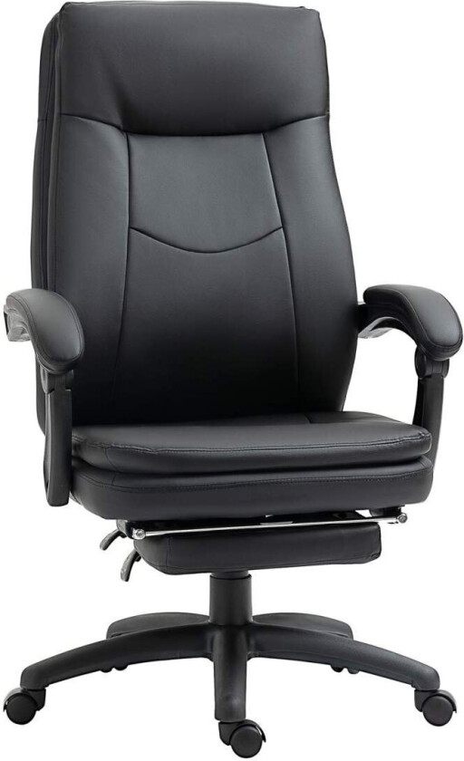 Skrivebordsstol Ergonomisk Kontorstol, Direktørstol Med Fotstøtte, Polstret Ryggstøtte, Svart, 64X64X112-120Cm