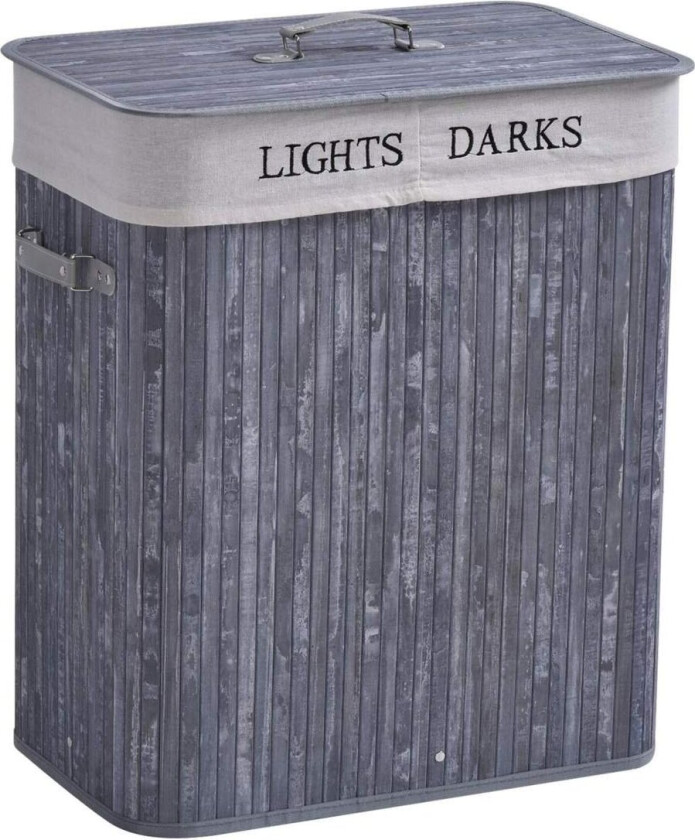 Skittentøyskurv 100L Vaskeboks Vaskeoppsamler Med Lokk, Vaskbar Vaskepose, Lerret + Bambus, Grå, 52X32X63Cm