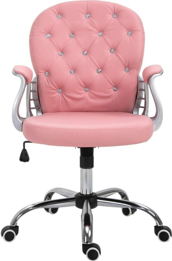 Kontorstol Lederstol Ergonomisk Polstret Ryggstøtte, Rosa, Pu, 59,5 X 60,5 95-105 Cm