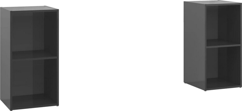 TV-benker 2 stk høyglans grå 72x35x36,5 cm sponplate