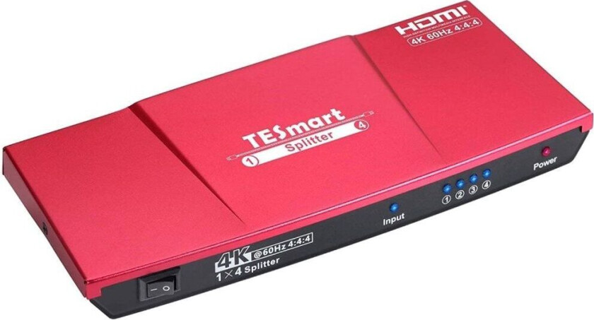 NÖRDIC HDMI 2,0 4K 60Hz 4: 4: 4 Splitter 1 til 4 Edid 18Gbps CEC HDR, Dolby og DTS, LPCM7.1 Metal