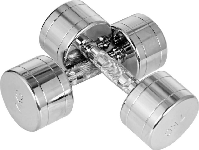 Metallhantler Sett Med 2 Stk 2 X 7 Kg Manualer Med Riflet Håndtak, Kompakt Form, Sklisikre Treningshantler, Sølv, 24X9X9 Cm