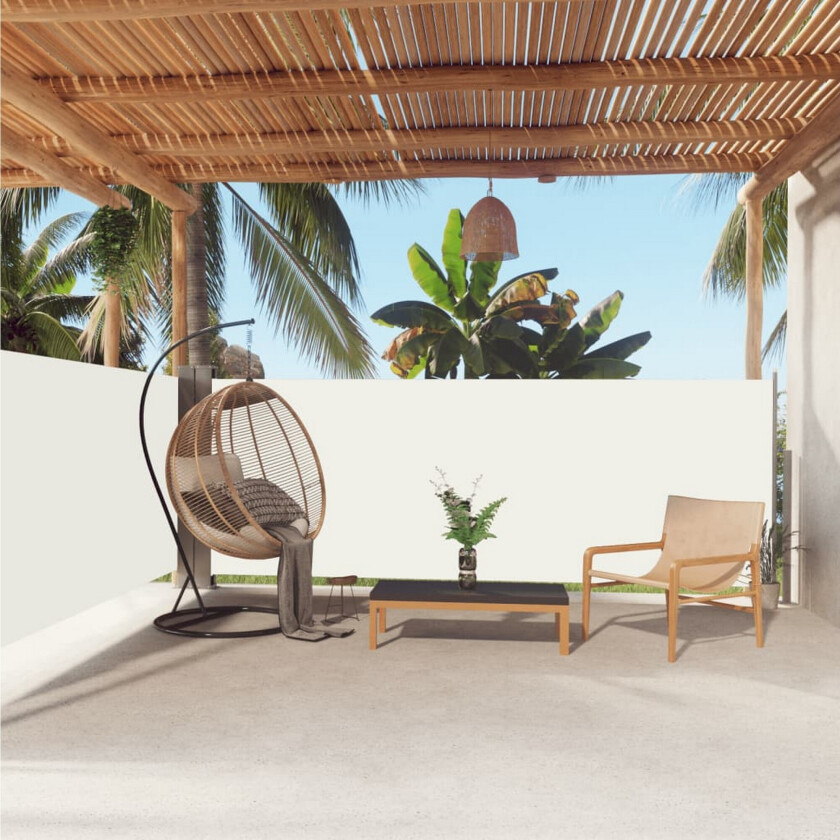 Uttrekkbar sidemarkise 140x600 cm kremhvit