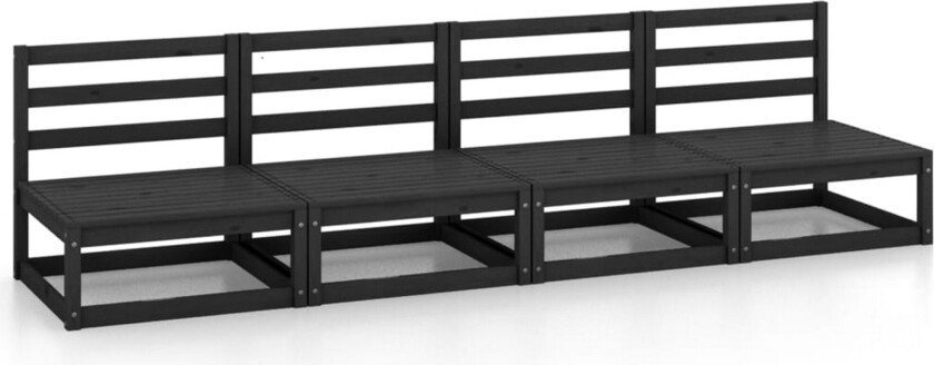 4-seters hagesofa svart heltre furu