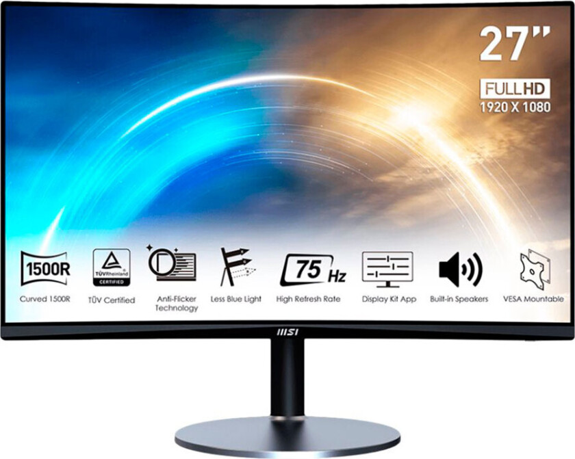 27" MSI PRO MP272CDE - LED monitor - curved - Full HD (1080p) - 27" - 1 ms - Skjerm