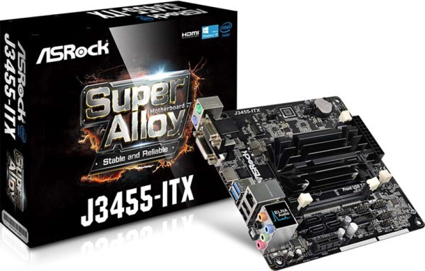 J3455-ITX - Hovedkort - mini-ITX - Intel Celeron J3455 - USB 3.0 - Gigabit LAN - innbygd grafikk - HD-lyd (8-kanalers)