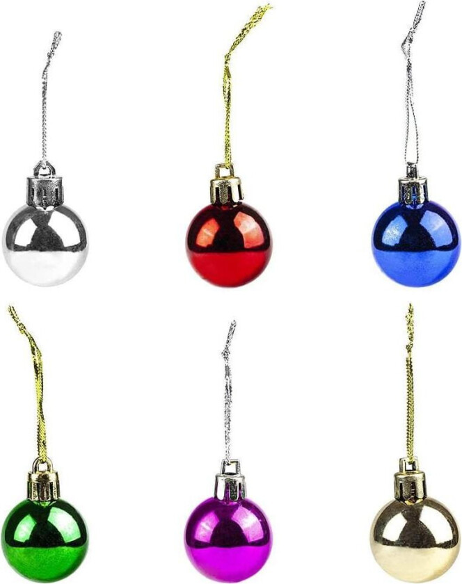 Små julekuler i forskjellige farger, 12-pakk