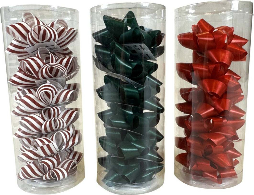 Rosetter polka hunter green og rød 6 pk