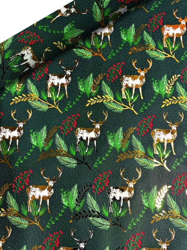 Gavepapir 2m Hjort grønn