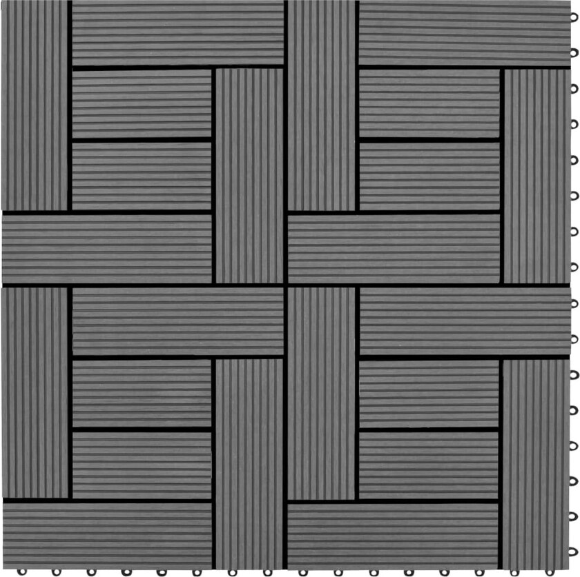 Terrassebord 22 stk 30x30 cm 2 kvm WPC grå