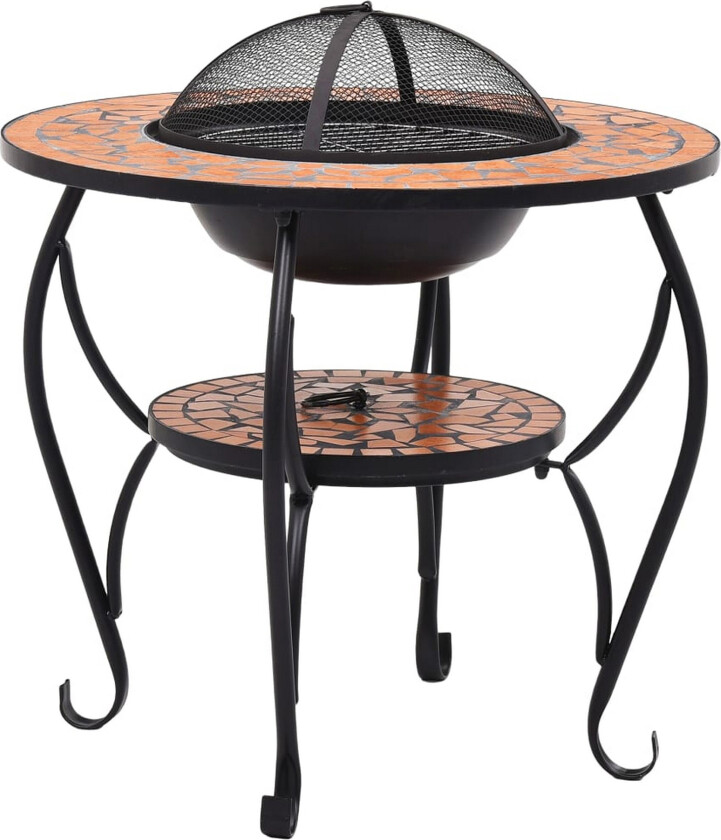Bålfatbord med mosaikkmønster terrakotta 68 cm keramikk