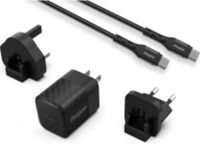 Energizer Ultimate - Multiplug EU / UK / US GaN 20W PD nettlader + USB-C-kabel (svart)