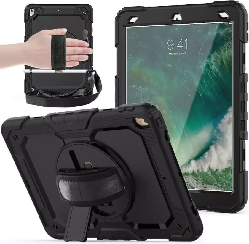 iPad Air (2019) / iPad Pro 10.5" Håndverker Deksel m. Grep, Skulderstropp & Skjermbeskytter - Svart