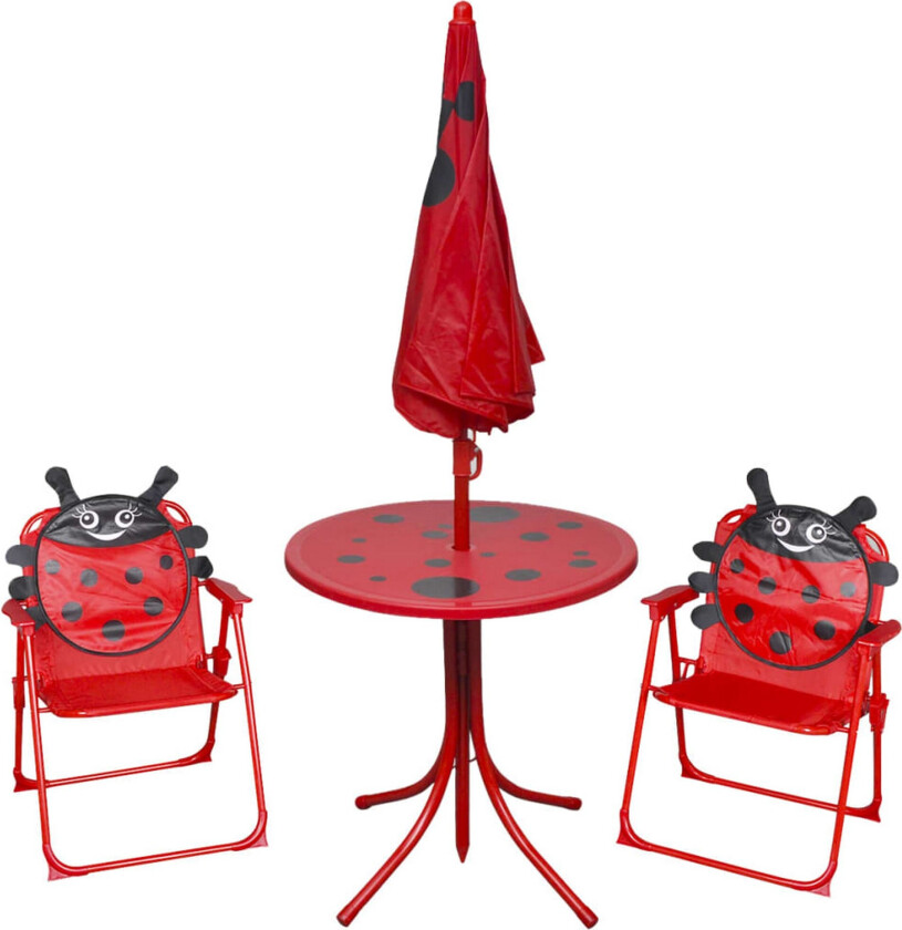 Hagegruppe til barn med parasoll 3 deler rød