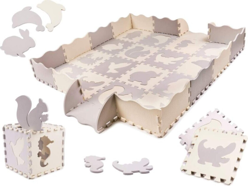 Skummatte/barnebærer i 36 deler - Grå