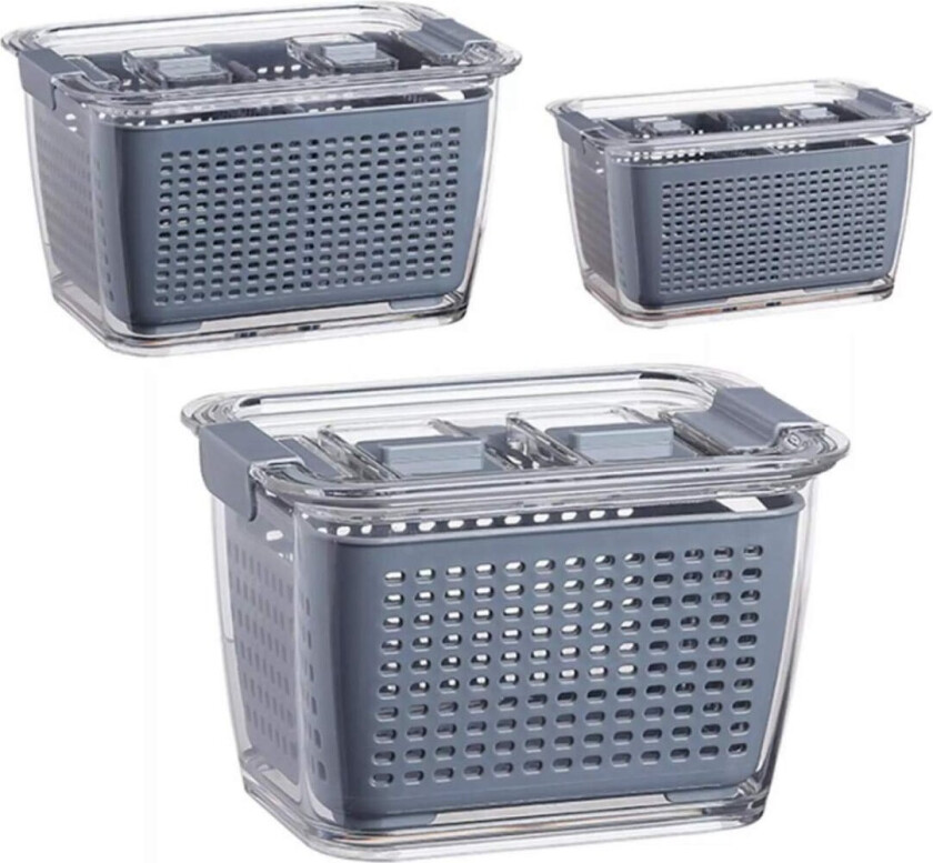 Bilde av 3x Oppbevaringsbokser med Dørslag - 3 Størrelser