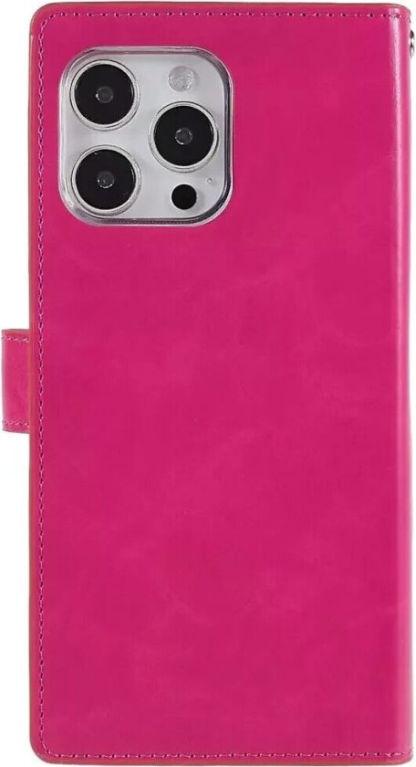 iPhone 14 Pro Max MERCURY GOOSPERY Mansoor Skinndeksel med Lommebok - Rosa Rød