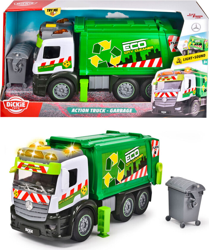 Lekebil M/ Lyd Og Lys 26cm - Søppelbil