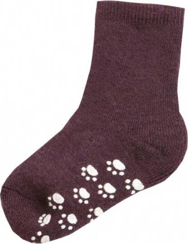 Ullsokk med antislip auberginefarge | Joha | Baby | Aubergine farge | størrelse 15/18 | 90% ull, 5% polyamid og 5% elastan til