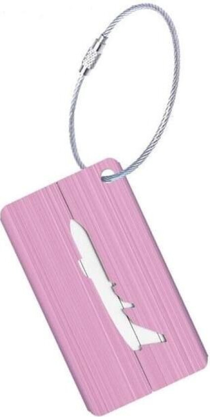 Bagasjelapp i Aluminium med Flymotiv - Rosa