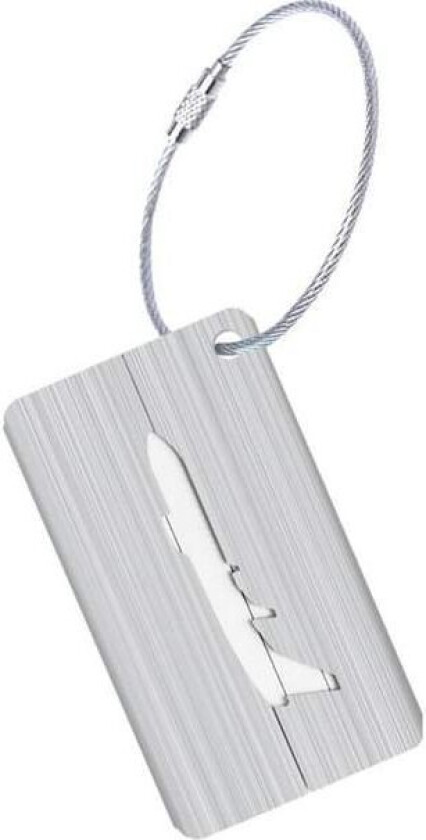 Bagasjelapp i Aluminium med Flymotiv - Sølv