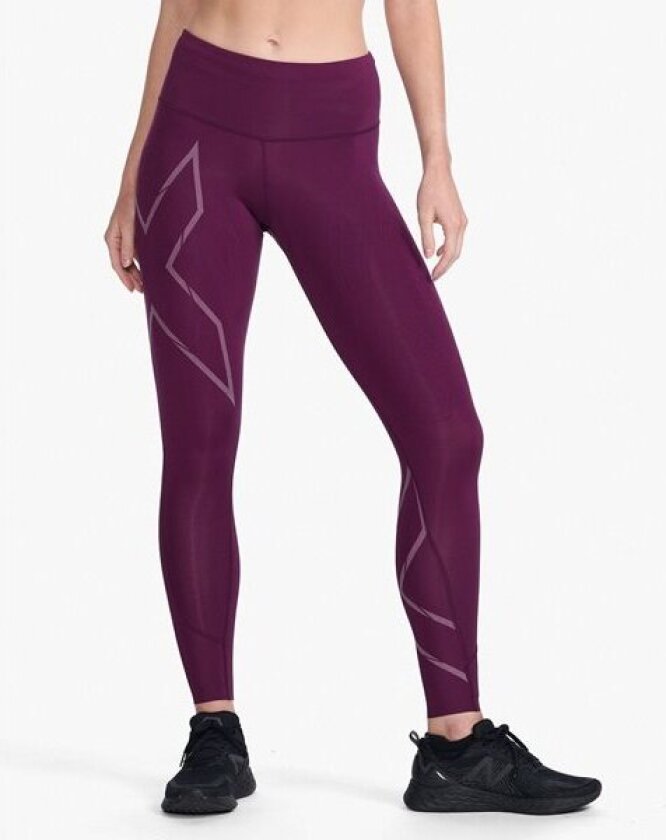 Women's Light Speed Mid-Rise Compression Tights XS, Beet/Beet Reflective