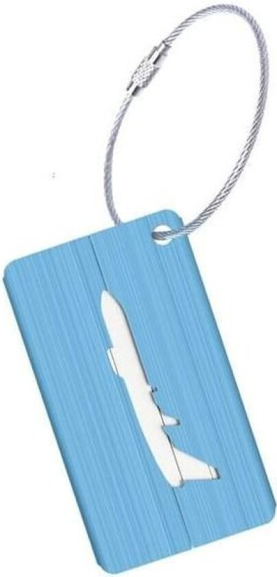 Bagasjelapp i Aluminium med Flymotiv - Blå