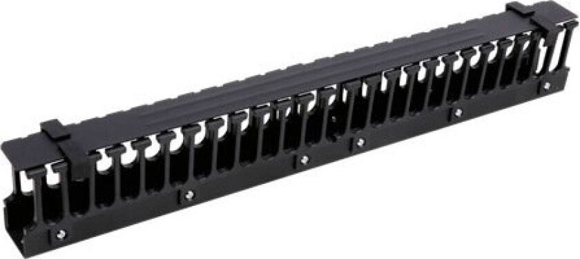 19-19 19" cable management metal/plastic finger duct and feedthrough 1U black