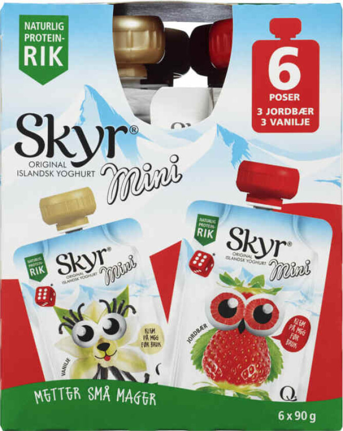 Skyr Mini Jordbær&Vanilje 6x90g