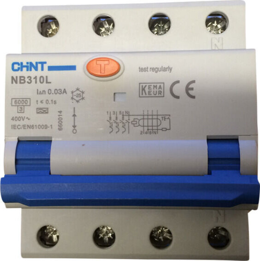 Bilde av JORDFEILAUTOMAT 3+N P 16A C-KAR 30 mA 6kA 4 moduler CV045278 - 1616618