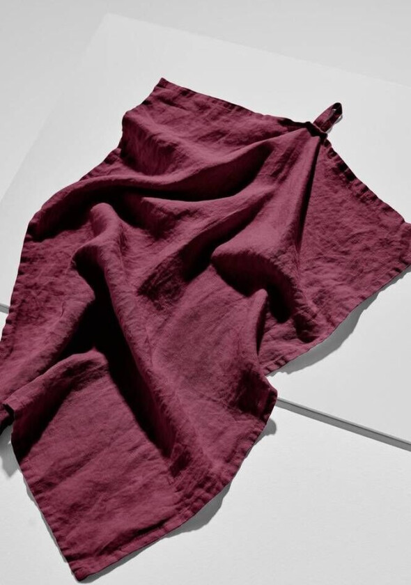 Frank kjøkkenhåndkle i fransk lin Burgundy
