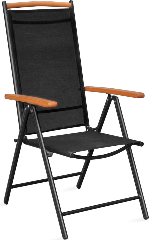 Sammenleggbare hagestoler 4 stk aluminium og textilene svart